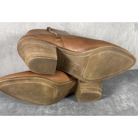 Frye Judith Double Zip Women's Wheat Brown‎ Leather Ankle Bootie 2.5 Heel 10M - Picture 15 of 16